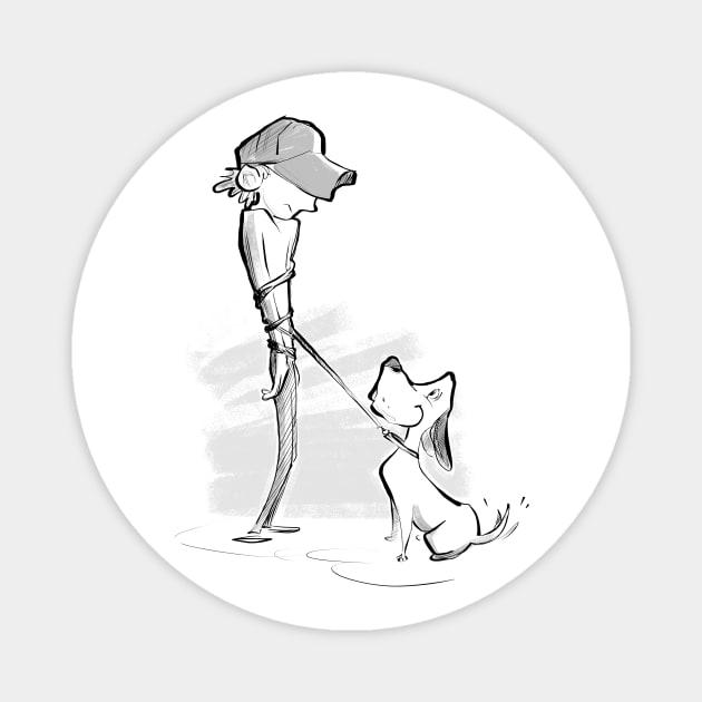 Walking the dog Magnet by Jason's Doodles